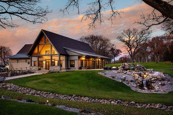 The entrance, waterfall, and patio of our gorgeous venue.