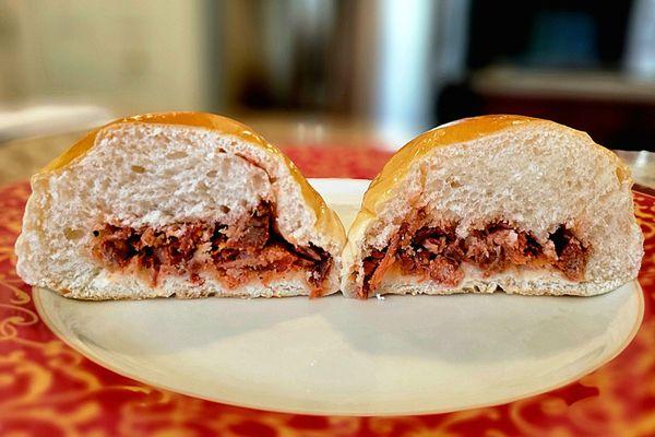 The interior of the baked bbq pork bun