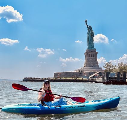 We are now paddling next to the Statue of Liberty!