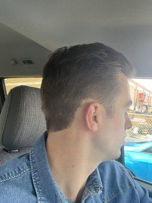 Took hair too high over ears. Barber was not able to cut a clean line.