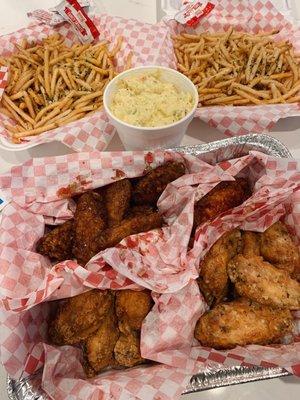 The Shack Pack: 25 Wings, 3 Large Sides Pack (2 Garlic Fries & Potato Salad)