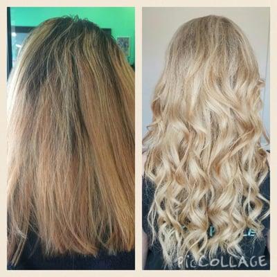 Before and after . A color correction and extensions , thank you to olaplex !