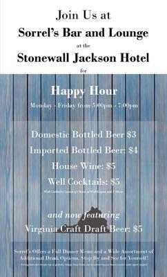 Join Us For Happy Hour and Try our *NEW* Dinner Menu