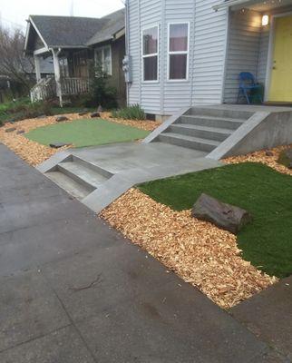 We also added some fake grass and bark dust