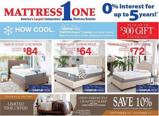 Mattress 1 One is a quality mattress retailer that understands our customers and what they need for a good nights sleep. We carry all the ma