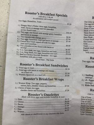 breakfast menu