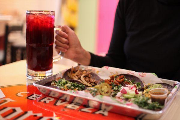 A refreshing Agua Fresca paired with a Taco Sample. A truly amazing experince!