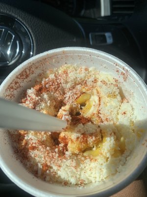 Elote in a cup. Hot, fresh and delicious