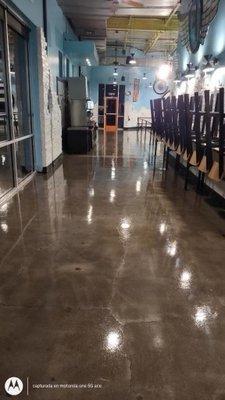 Cement Floor Refurbished Wax and Shine