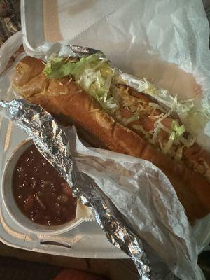 Shrimp poboy with Red beans n rice