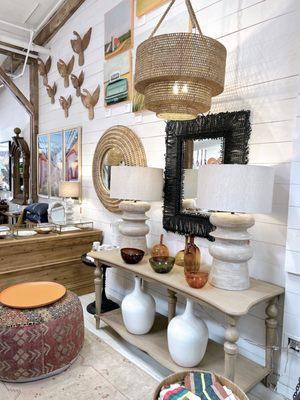 The lighting options are !! Oversized pieces, pops of color, just beautiful household items all around the shop!