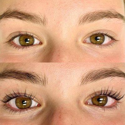 Before and after of Lash Lift and Tint