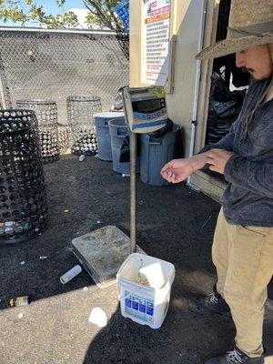 Scale reads -9.3 lbs and they would use the very lightweight containers with the netting/holes (black containers).