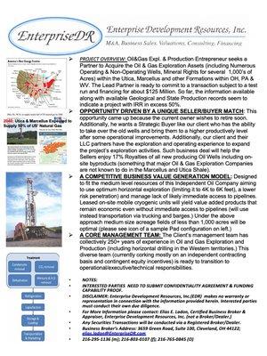 Oil & Gas Exploration Acquisition Opportunity in the Utica and Marcellus Shale