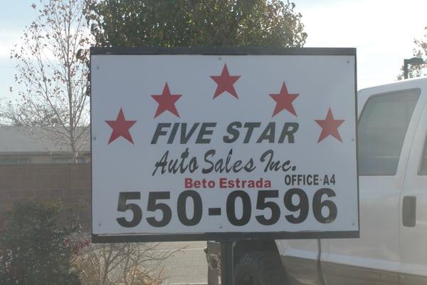 Five Star Auto Sales
505-550-0596
Call Beto Estrada