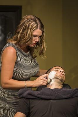 Our stylists are trained in straight razor face shaves! Upgrade to the Jack Black shave today!