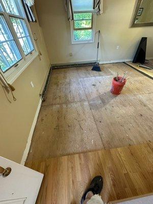 Before: hardwood replacement project