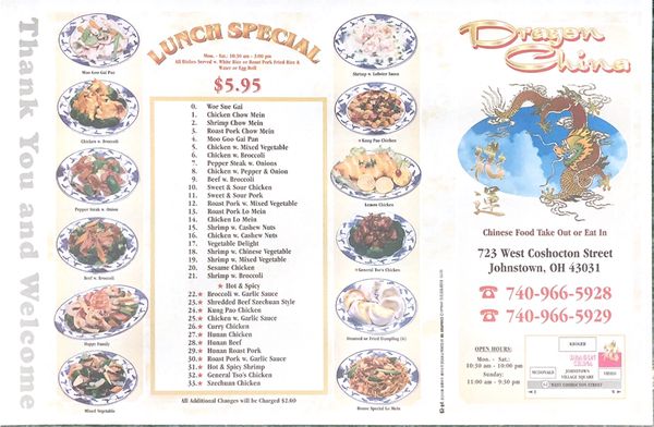 lunch specials ~ Monday-Saturday from 11:00 a.m. to 12:00 p.m.