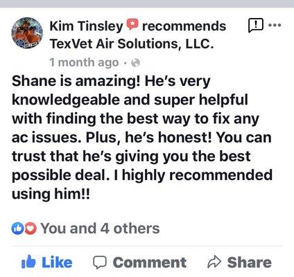 Review from Facebook.com/texvetair