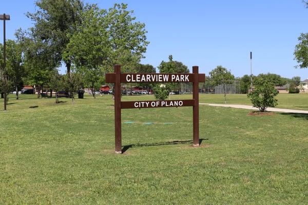 Clearview Park in Plano Sign