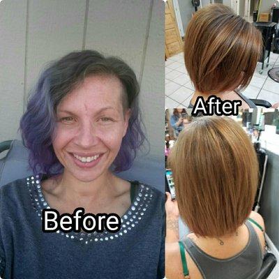 Here is a real before and after of the woman who bashed this business.