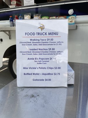 TCO Food truck menu