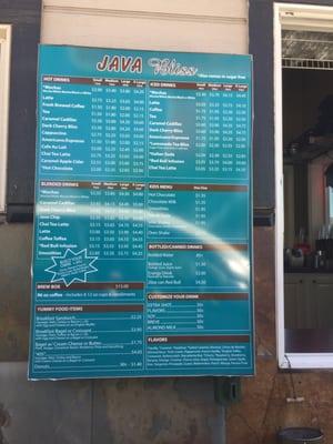 This is a snap shot of the menu board.