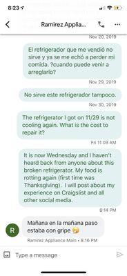 Text to Ramirez Appliances