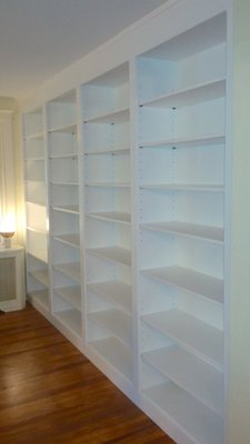 Beautiful white painted bookcases.