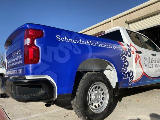 Schneider Mechanical matte wrap on Chevy Silverado