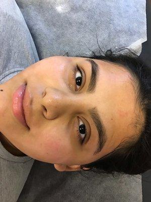 Full face wax with brow shaping and brow tint