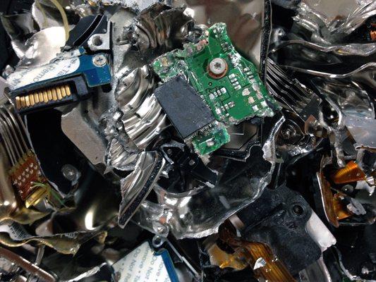 We do hard drive shredding or hard drive destruction