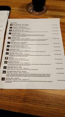 House beer list