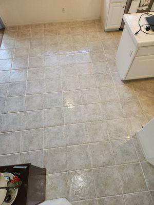 Steam cleaned tile floor and sealed