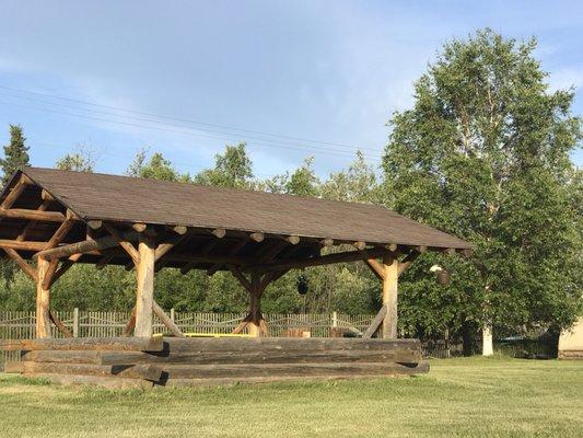 Community pavilion / gazebo- one of two for campers to use with a grill and picnic table inside