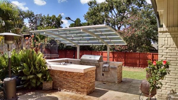 Outdoor entertaining - rain or shine! All units have built-in rain gutters.