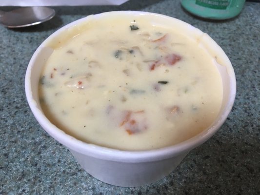 Baked potato and ham soup.