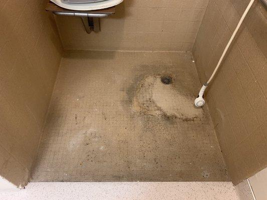 Shower Floor inside Chateau Living Center in Kenner, La.