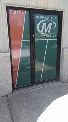 Outside door graphics.