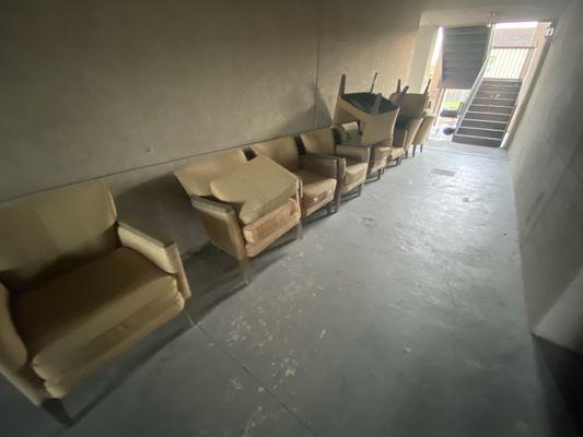 Need to take a load off??   Have a seat outside in our abandoned furniture gallery.