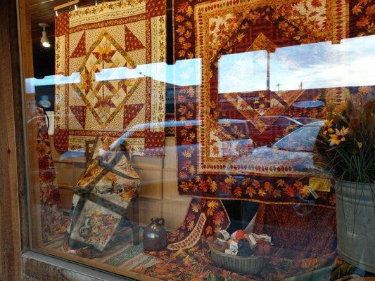 Fall quilts in the window