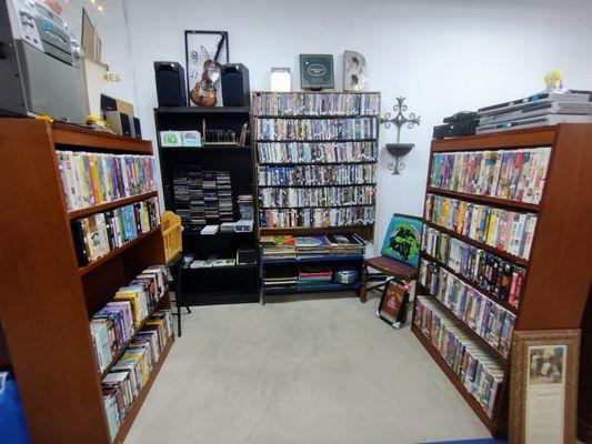 Here's our media booth with tons of movies, music and video games!