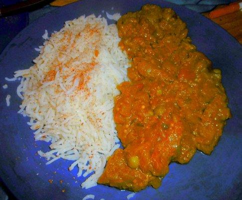 Tasty Baingan Bharta with rice