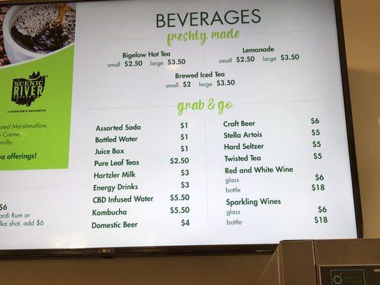 Beverage menu