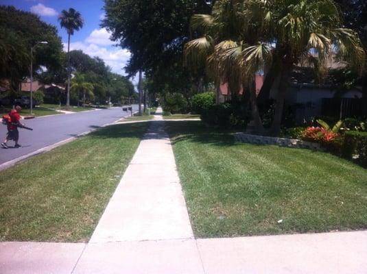 Residential lawn service. Final touch up to finish it off.