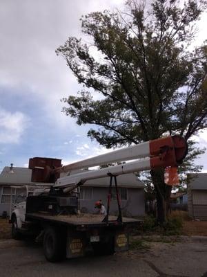 Lift truck in position for removal