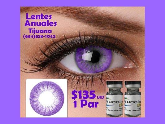 Violet annual contact lenses for Myopia and Hyperopia