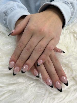 Simple Black French Tip design by Helen.