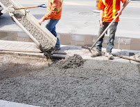 Our crew pouring concrete.