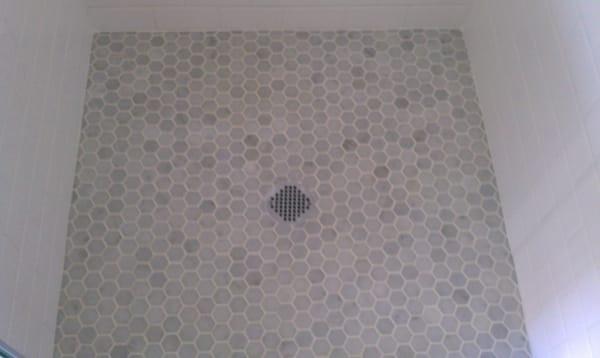 Shower floor (white marble tile)